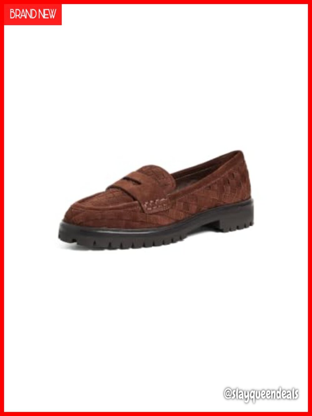 Women's Woven Lug Sole Penny Loafers Cushioned Round Toe Slip-On Shoes